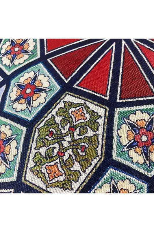 Jakarlı Goblen Pano Dokuma Yeşil Mandala Dekoratif Kırlent / Yastık Kılıfı