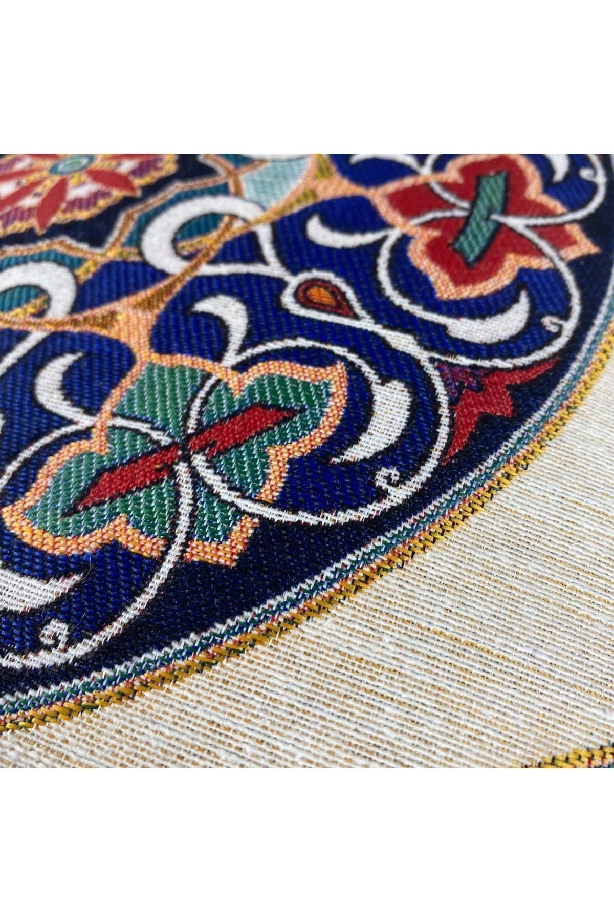 Jakarlı Goblen Pano Dokuma Yeşil Mandala Dekoratif Kırlent / Yastık Kılıfı