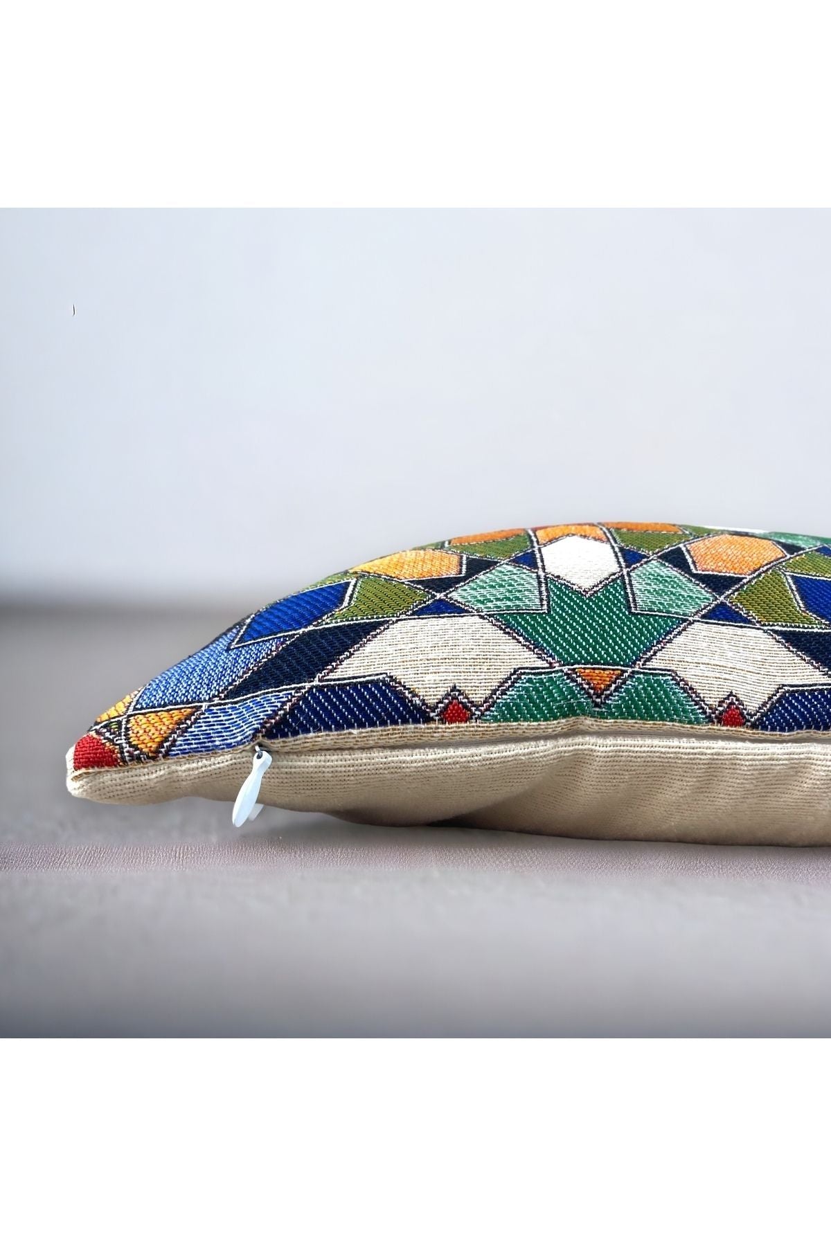 Jakarlı Goblen Pano Dokuma Yeşil Mandala Dekoratif Kırlent / Yastık Kılıfı