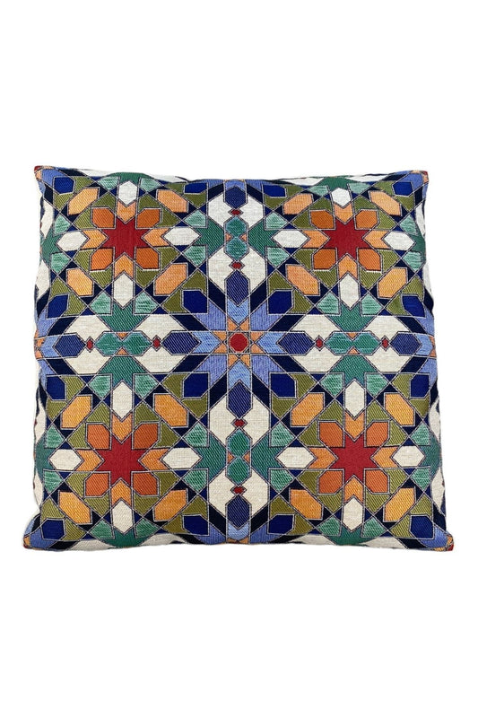 Jakarlı Goblen Pano Dokuma Yeşil Mandala Dekoratif Kırlent / Yastık Kılıfı