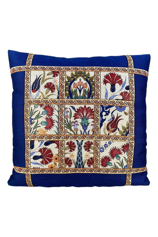 Jakarlı Goblen Pano Dokuma Lale Dekoratif Kırlent / Yastık Kılıfı