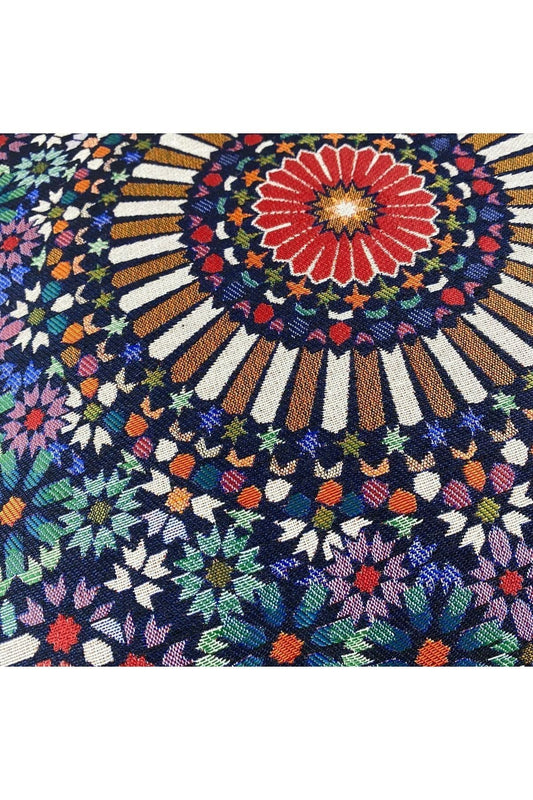 Jakarlı Goblen Pano Dokuma Yeşil Mandala Dekoratif Kırlent / Yastık Kılıfı