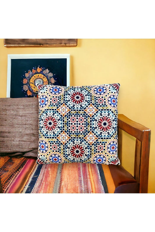 Jakarlı Goblen Pano Dokuma Yeşil Mandala Dekoratif Kırlent / Yastık Kılıfı