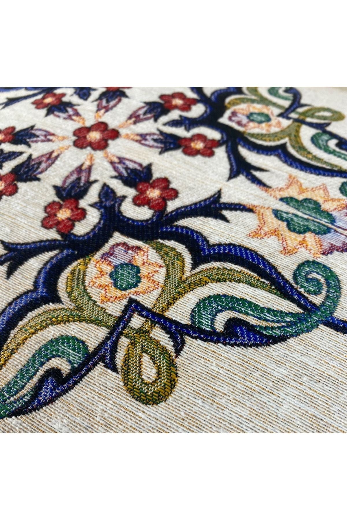 Jakarlı Goblen Pano Dokuma Yeşil Mandala Dekoratif Kırlent / Yastık Kılıfı