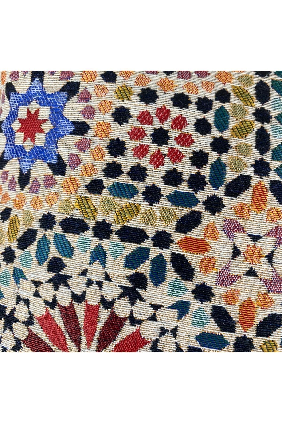 Jakarlı Goblen Pano Dokuma Yeşil Mandala Dekoratif Kırlent / Yastık Kılıfı