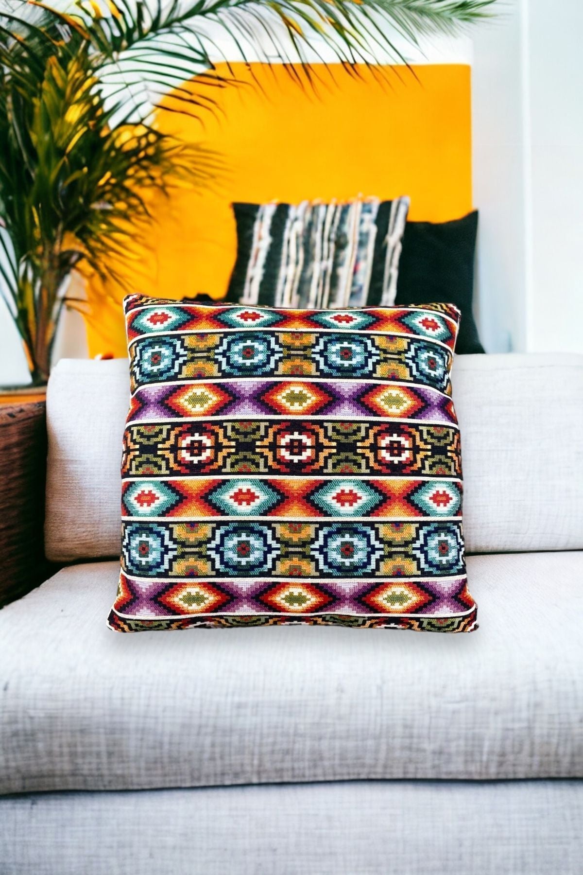 Goblen Dokuma Pamuklu Dekoratif Kırlent/yastık Kılıfı