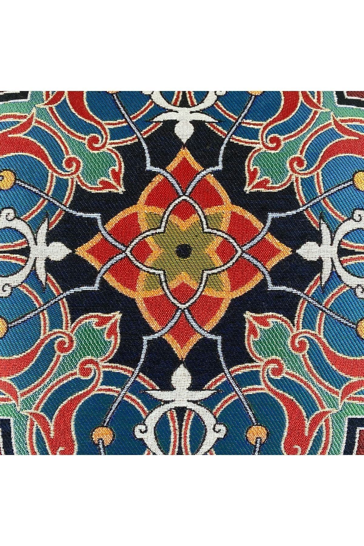 Jakarlı Goblen Pano Dokuma Yeşil Mandala Dekoratif Kırlent / Yastık Kılıfı