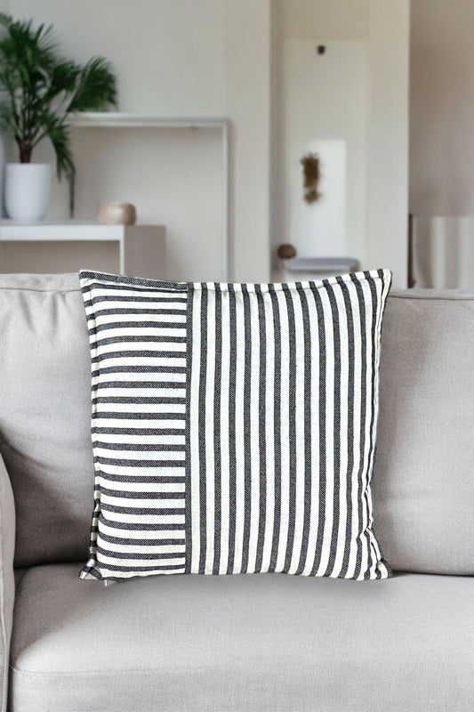 Modern Striped Cotton Decorative Single Pillow / Cushion Cover