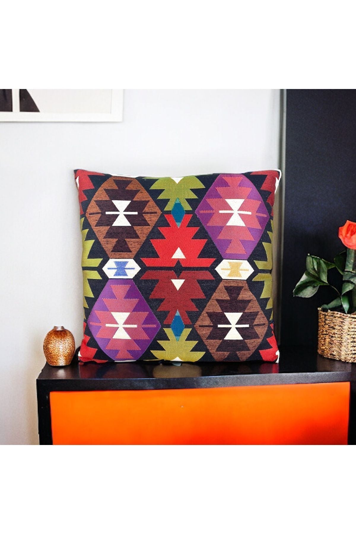 Goblen Dokuma Pamuklu Dekoratif Kırlent/yastık Kılıfı