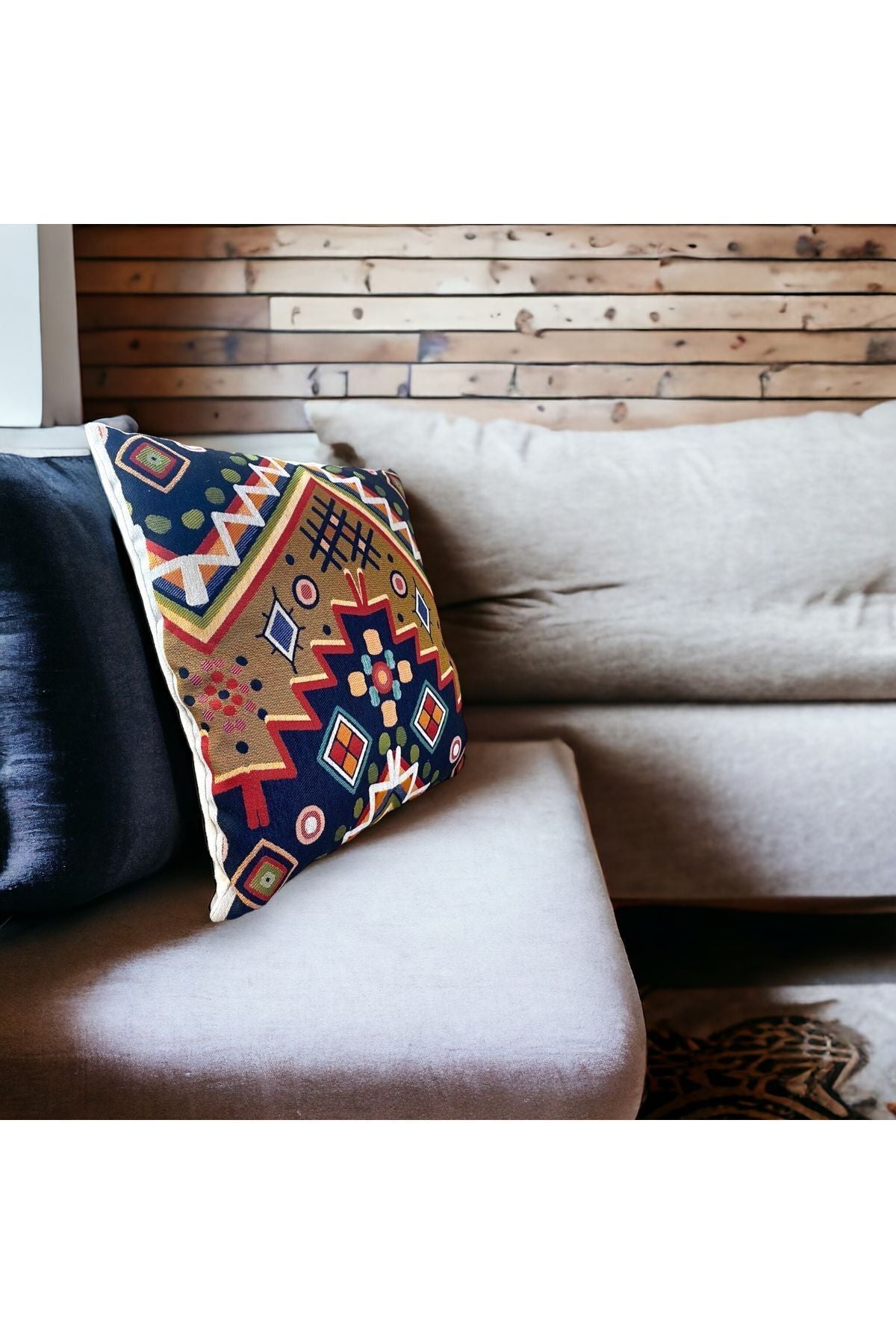 Goblen Dokuma Pamuklu Dekoratif Kırlent / Yastık Kılıfı