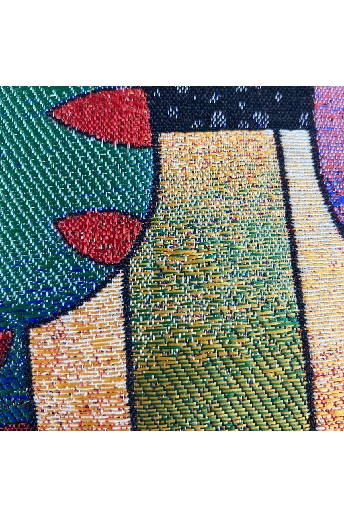 Jakarlı Goblen Pano Dokuma Picasso Kedi Dekoratif Kırlent / Yastık Kılıfı