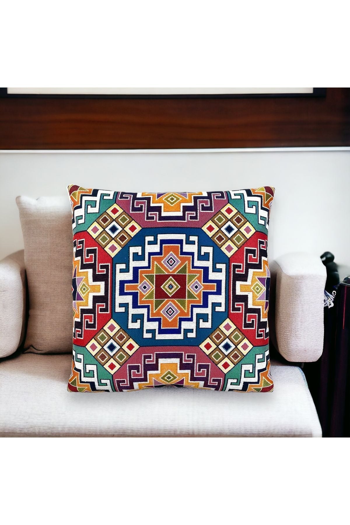 Goblen Dokuma Pamuklu Dekoratif Kırlent/yastık Kılıfı