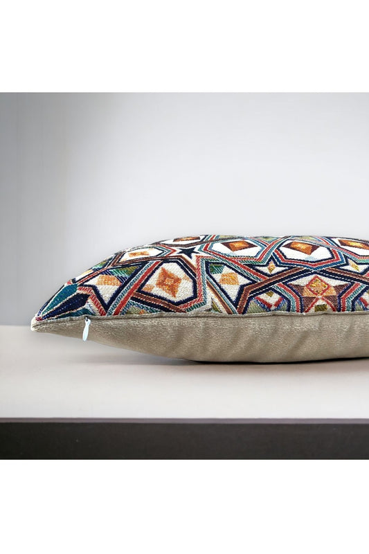 Jakarlı Goblen Pano Dokuma Yeşil Mandala Dekoratif Kırlent / Yastık Kılıfı