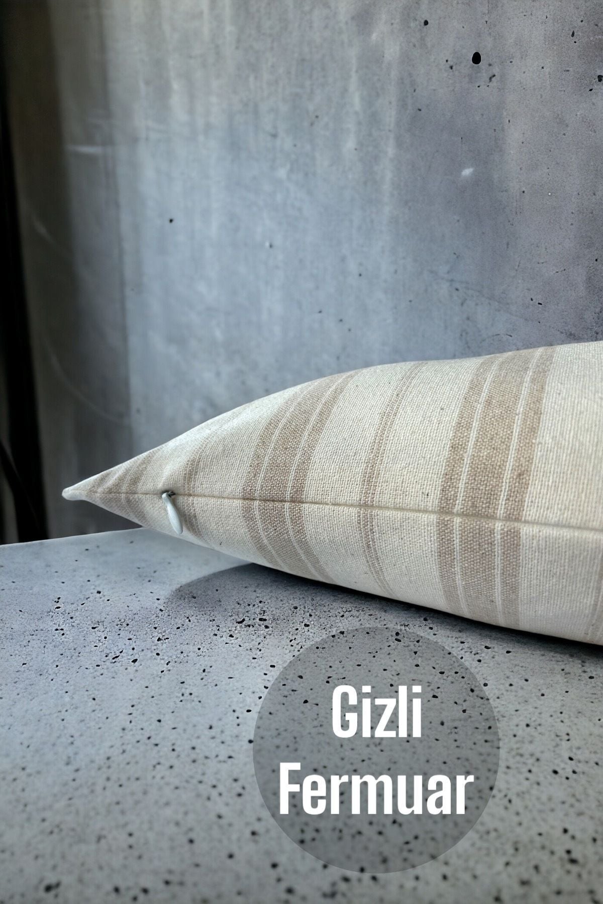 Pamuk Modern 30x50 Dekoratif Kahve Çizgili 2'li Kırlent / Yastık Kılıfı