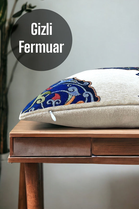 Goblen Dokuma Pamuklu Dekoratif Osmanlı Kırlent / Yastık Kılıfı