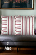 Cotton Modern Red Striped Decorative 2-Piece Cushion / Pillow Case