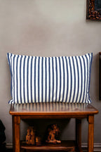 Modern Navy Blue Striped Cotton Decorative 30x50 Cm Single Pillow / Cushion Cover