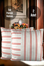 Cotton Modern Coral Striped Decorative 2-Piece Cushion / Pillow Case