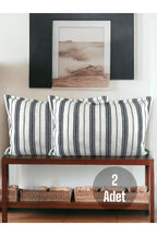 Cotton Modern Decorative Black Striped 2-Piece Cushion / Pillow Case