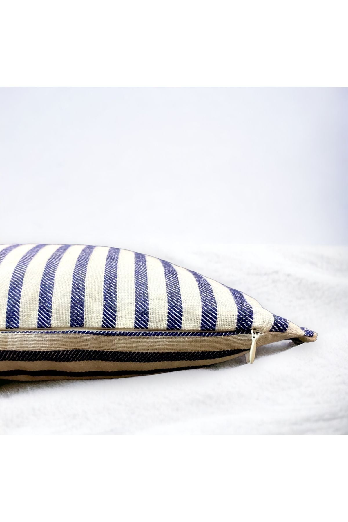 Modern 2-Piece Navy Blue Striped Cotton Decorative Pillow / Cushion Cover