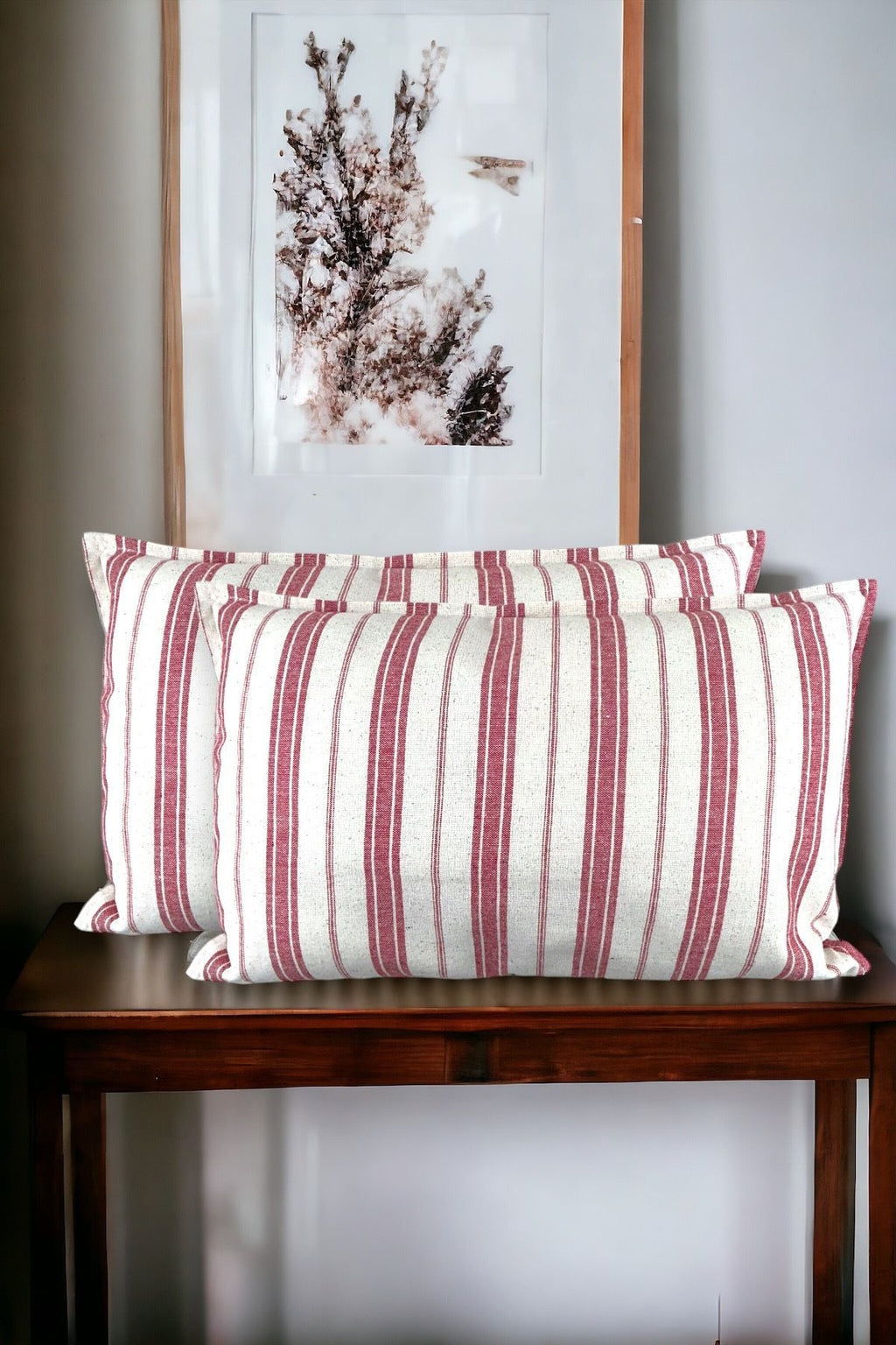 Cotton Modern Decorative Red Striped 2-Piece Cushion / Pillow Case