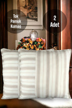 Cotton Modern Brown Striped Decorative 2-Piece Cushion / Pillow Case