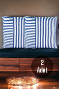 Modern 2-Piece Navy Blue Striped Cotton Decorative Pillow / Cushion Cover