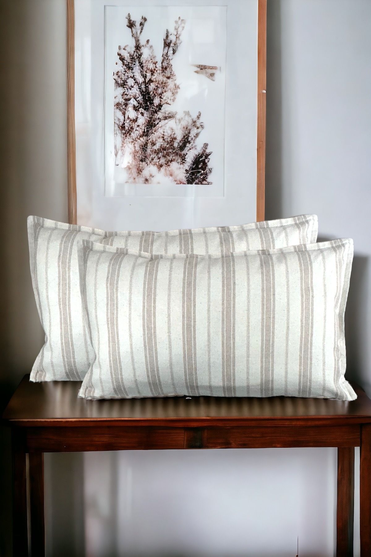 Cotton Modern 30x50 Decorative Coffee Striped 2-Piece Cushion / Pillow Case