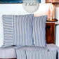 Lacivert Çizgili Pamuklu Dekoratif 30x50 Cm Ve 45x45 Cm 4'lü Set Yastık / Kırlent Kılıfı - 2 Çift