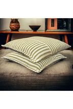 Modern 2-Piece Green Striped Cotton Decorative Pillow / Cushion Cover