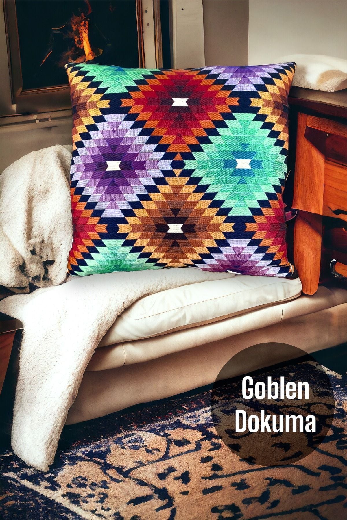 Tapestry Woven Cotton Decorative Cushion / Pillow Case