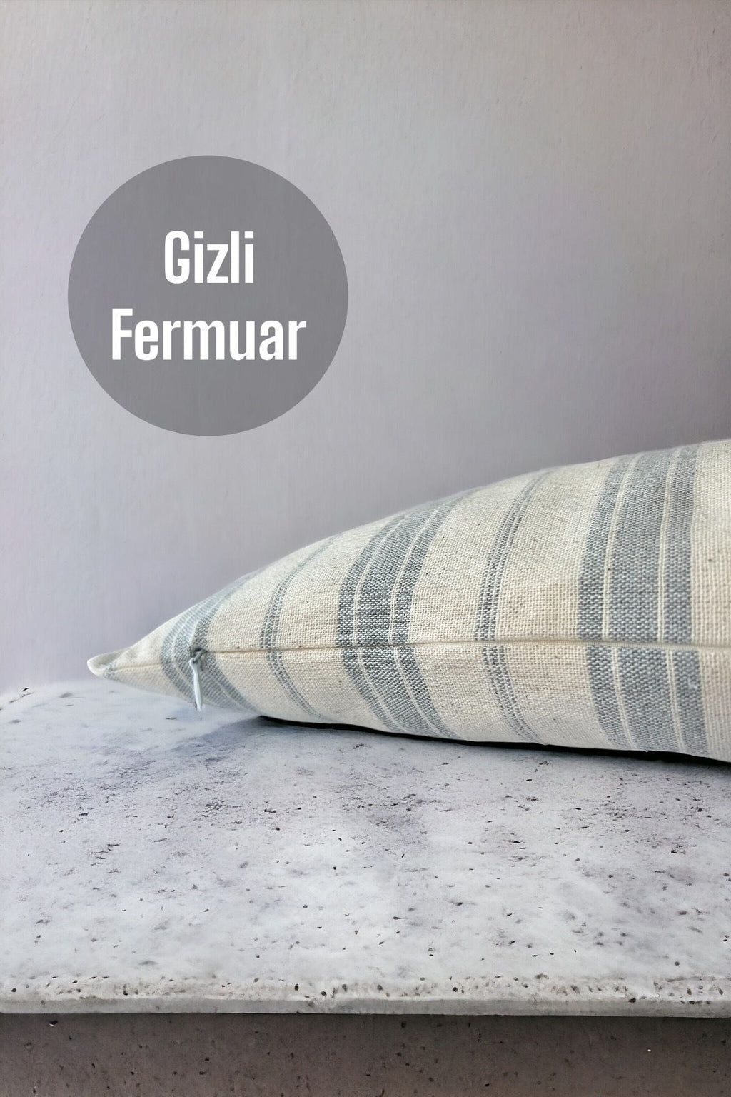 Cotton Modern Decorative Gray Striped 2-Piece Cushion / Pillow Case