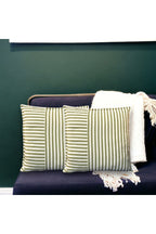 Modern 2-Piece Green Striped Cotton Decorative Pillow / Cushion Cover