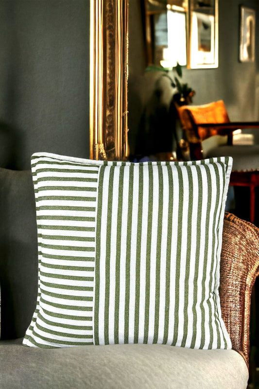 Modern Striped Cotton Decorative Single Pillow / Cushion Cover