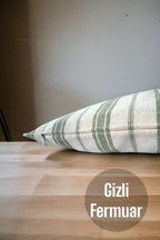 Cotton Modern Green Striped Decorative 2-Piece Cushion / Pillow Case