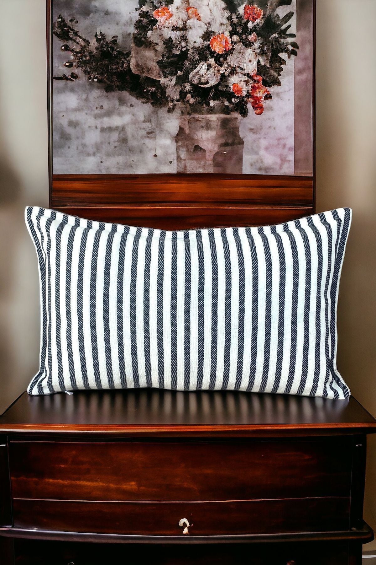 Modern Black Striped Cotton Decorative 30x50 Cm Single Pillow / Cushion Cover