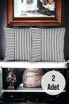 Modern 2-Piece Black Striped Cotton Decorative Pillow / Cushion Cover