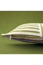 Modern 2-Piece Green Striped Cotton Decorative Pillow / Cushion Cover