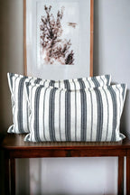 Cotton Modern Decorative Black Striped 2-Piece Cushion / Pillow Case