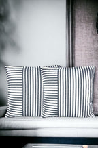 Modern 2-Piece Black Striped Cotton Decorative Pillow / Cushion Cover
