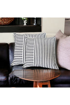 Modern 2-Piece Black Striped Cotton Decorative Pillow / Cushion Cover