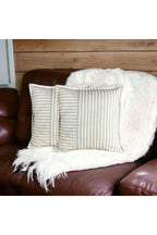 Modern 2-Piece Coffee Striped Cotton Decorative Pillow / Cushion Cover