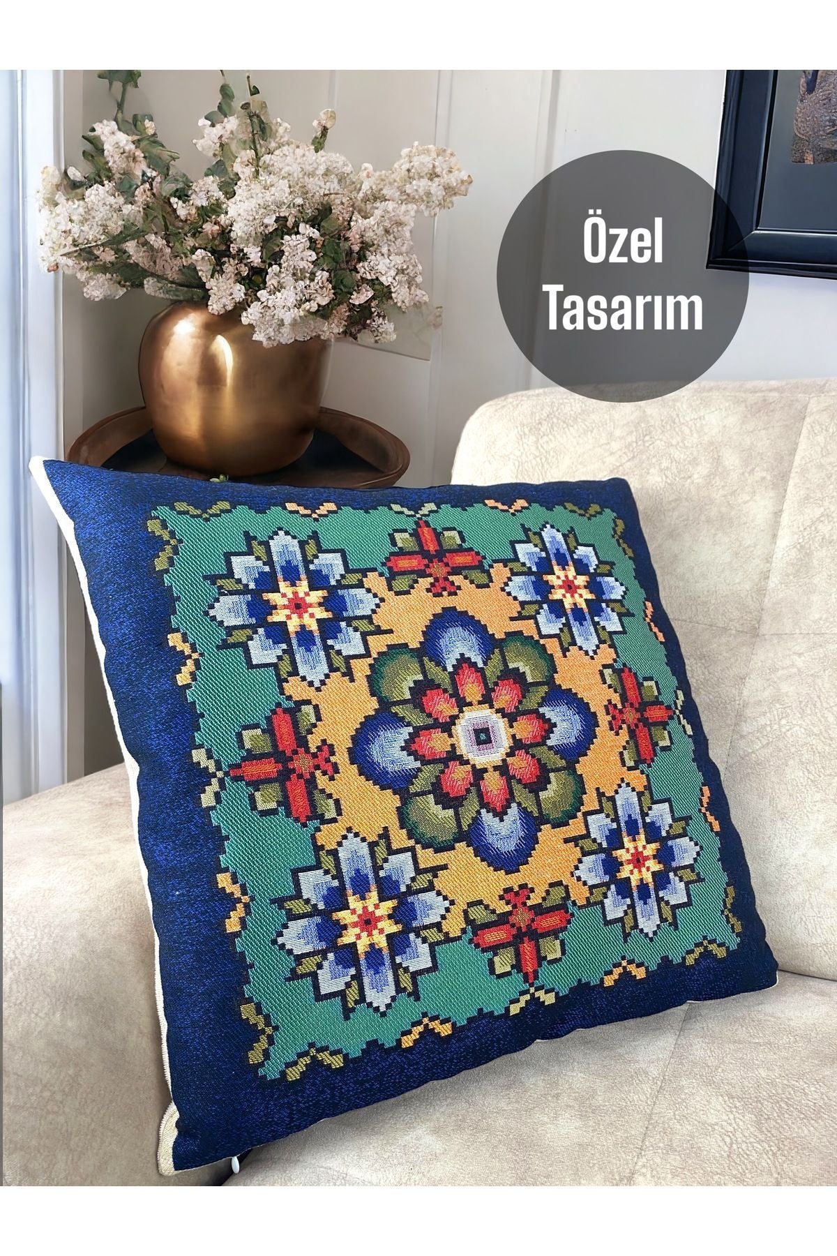 Tapestry Woven Cotton Decorative Cushion / Pillow Case