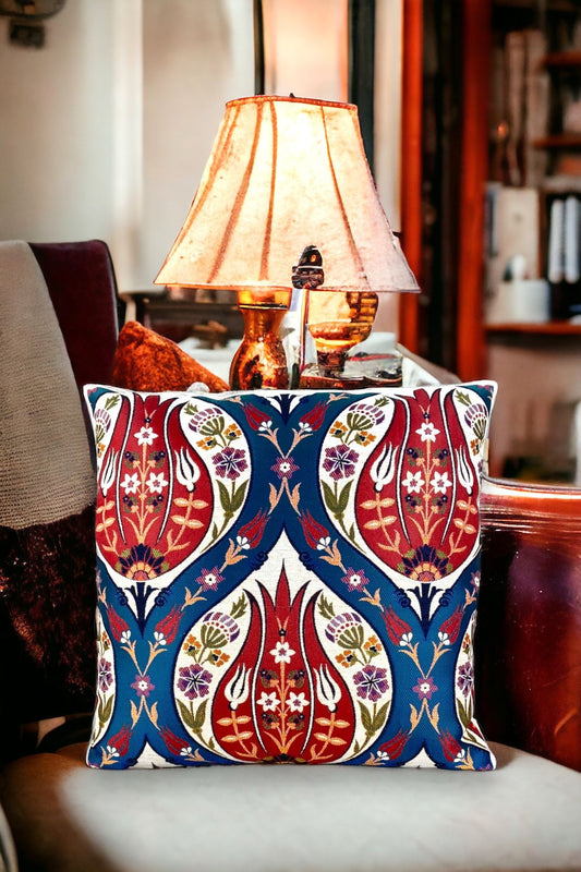 Jacquard Tapestry Panel Woven Tulip Decorative Cushion / Pillow Case