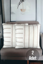 Cotton Modern Brown Striped Decorative 2-Piece Cushion / Pillow Case