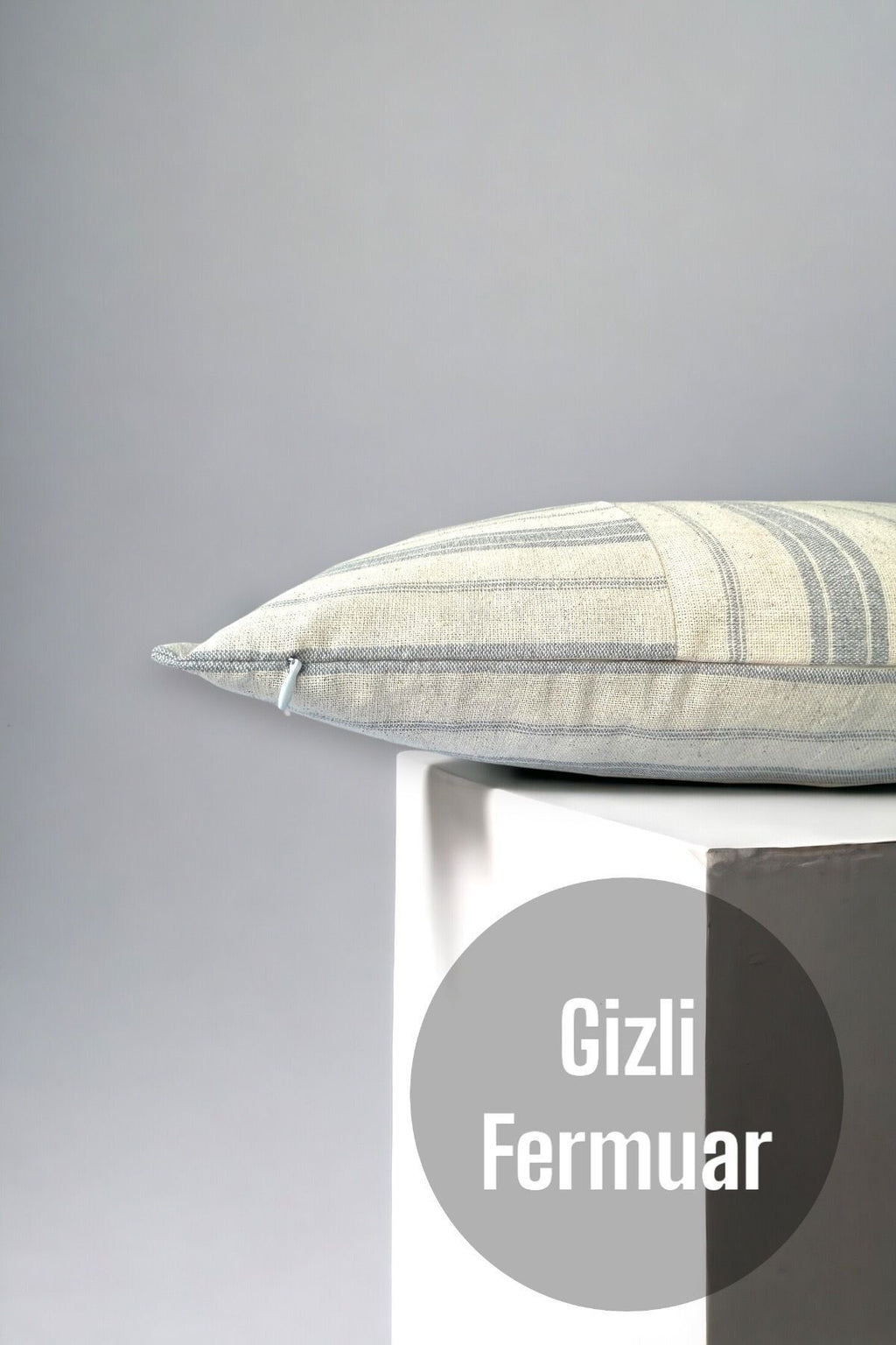 Cotton Modern Gray Striped Decorative 2-Piece Cushion / Pillow Case