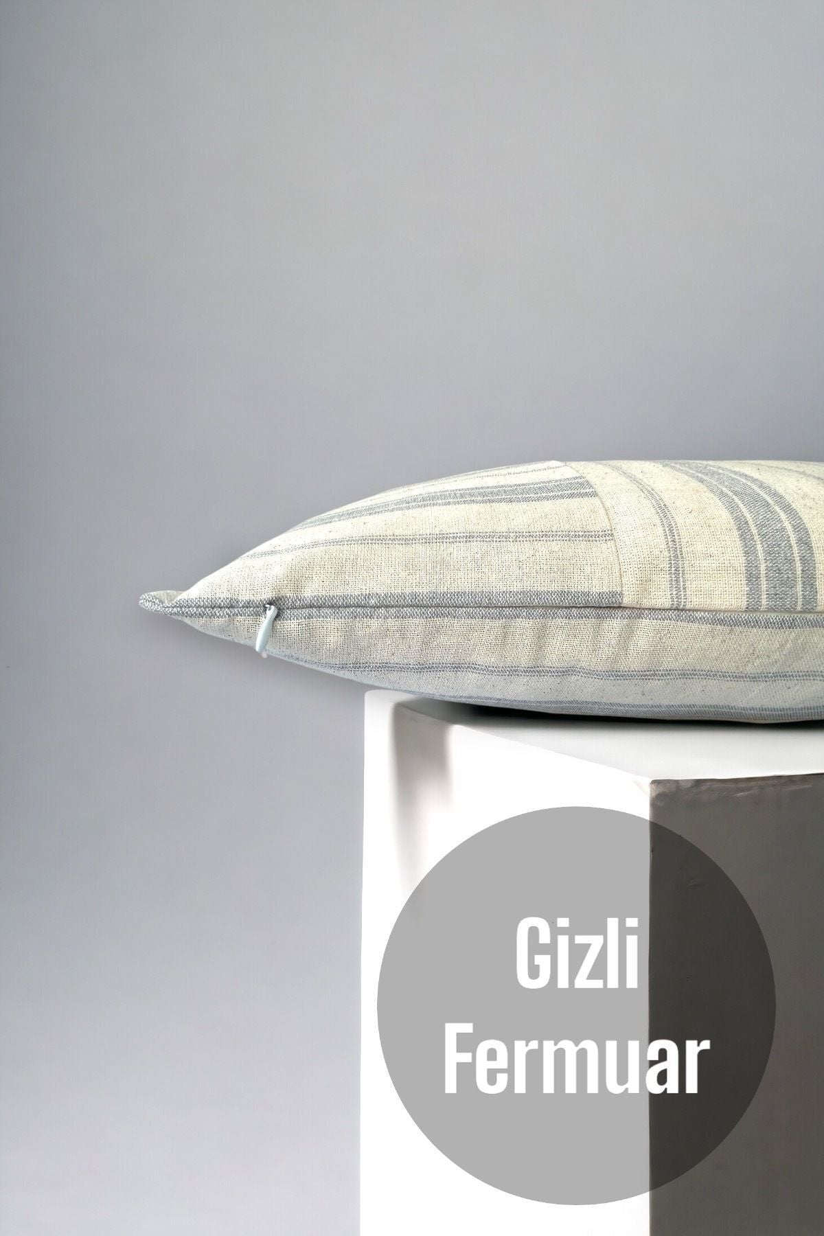 Cotton Modern Gray Striped Decorative 2-Piece Cushion / Pillow Case