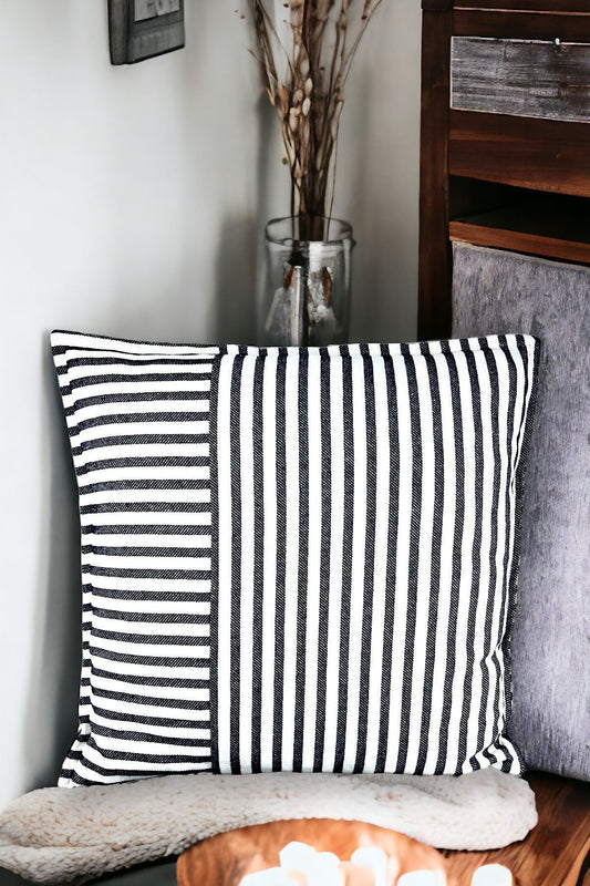 Modern Striped Cotton Decorative Single Pillow / Cushion Cover