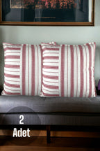 Cotton Modern Red Striped Decorative 2-Piece Cushion / Pillow Case