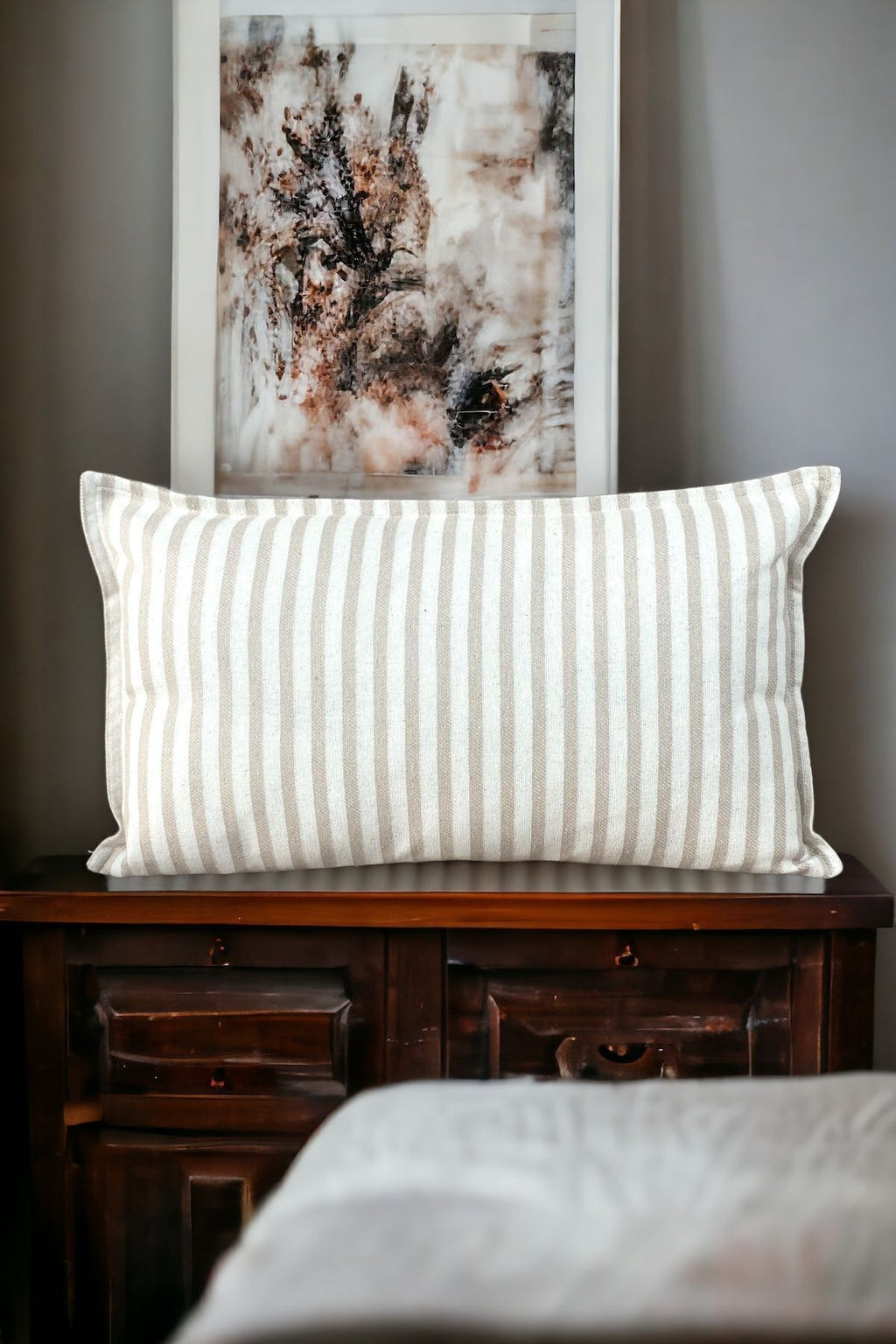 Modern Brown Striped Cotton Decorative 30x50 Cm Single Pillow / Cushion Cover
